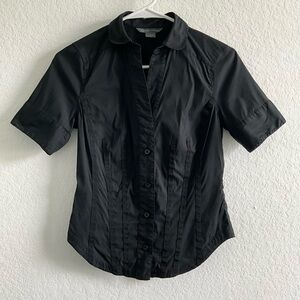 Armani Exchange Women Black Slim Fit Short Sleeve Top Shirt Blouse Size Small